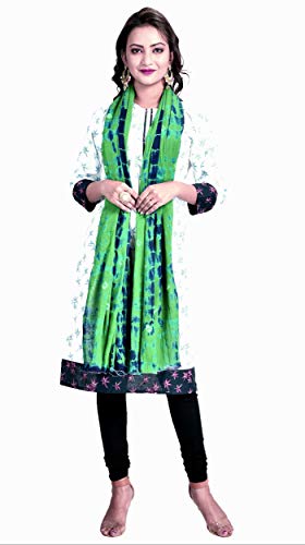 Image of Women's Pure Cotton Multi-Colored Traditional Authentic Tie Dye with Bandhej Bandhani Dupatta Chunni