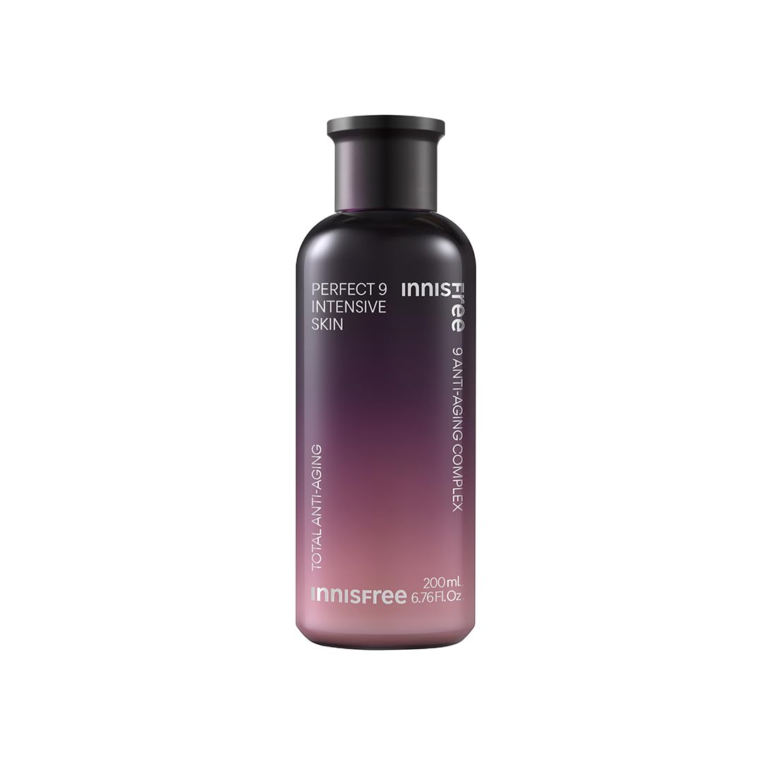 Innisfree Perfect 9 Intensive Repair Skin Anti-Aging Toner 200ml with 9 Active Jeju Ingredients - Korean Skincare for Firming, Hydrating, and Revitalizing Skin, Reduces Fine Lines & Wrinkles-image-6