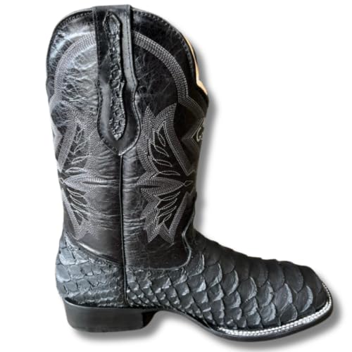 Image of Men's Alex Western Cowboy Boots Square Toe Pull On | Embossed Full Grain Leather
