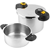 Magefesa ® Ronda set de ollas a presión rápidas de 4 y 6 Litros, fabricada en Acero inoxidable 18/10, con ahorro de energía, apta para inducción, 5 sistemas de seguridad y fácil limpieza