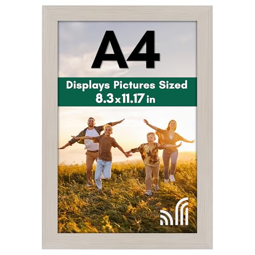 Americanflat A4 Picture Frame with Shatter-Resistant Glass - 8.3x11.7 Frame with Engineered Wood - Signature Collection - A4 Frames for Tabletop and Wall Display - Light Wood