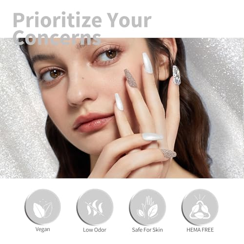 Image of CANNI Glitter Silver Gel Nail Polish, 1Pcs Silver Sparkly Gel Polish Shiny Glitter Color Soak Off U V Nail Manicure Salon DIY at Home
