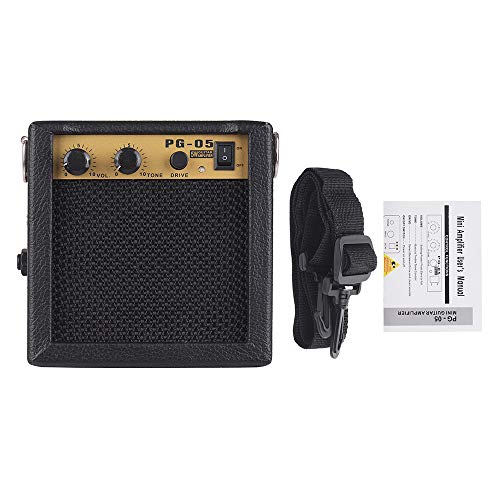 KKmoon Mini amplificador de guitarra de madeira e alto-falante 5W com entrada de 6,35 mm Saída de fo