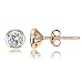 Rose Gold Flash Sterling Silver Cubic Zirconia Bezel-Set Martini Stud Earrings