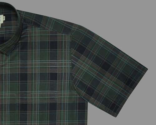 Image of GHPC 100% Cotton Checkered Half Sleeves Regular Fit Formal Shirt for Men
