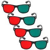 Lawnrden Occhiali 3D rossi verdi, occhiali 3D da 4 pezzi per giochi TV con film in DVD ana...