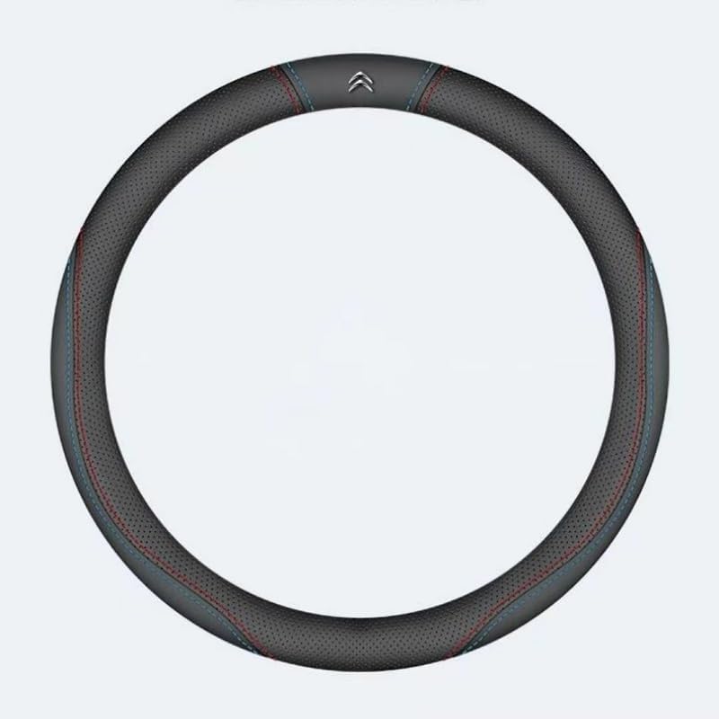 SYQCM Funda Volante Coche para Citroen C3 2002-2005, Cubierta Cuero Automóvil Cubierta Protector Volante Antideslizante Duradera Suave(37mm-38mm)