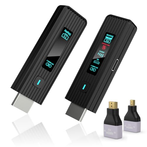 Image of 2026 New Wireless HDMI Transmitter and Receiver, 360FT/110M Extender,4K Decode 1080P@60Hz Output,LED Display, 5.8+2.4G Streaming Video/Audio from PC/Laptop/TV Box to Monitor