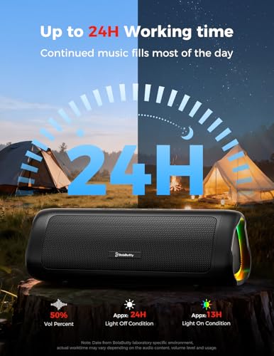 Bluetooth Speaker, 20W HD Sound, Portable Wireless, IPX5 Waterproof, Up to 24H Playtime, TWS Pairing, for Home/Party/Outdoor/Camping/Beach Essentials, Electronic Gadgets, Birthday Gift (Black) - Image 6
