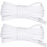 Stepace [2 Pairs Half Round Shoe Laces 1/4" Width 30"-60" Length 18 Color Oval Shoelaces White 48"(1