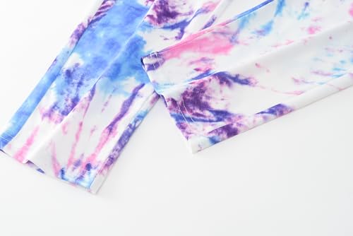 Image of Tie Dye Pajamas for Girls Soft Butterfly Sloth Fall Clothes Big Kids Sleepwear 2-Piece Long Sleeve Set Size 6-16