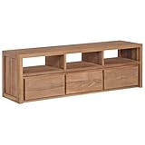 vidaXL Teca Mueble de TV Madera Maciza Acabado Natural 120x30x40cm Mobiliario
