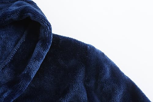 Image of Girls Fleece Robe Boys Hooded Bathrobe Soft Flannel Robe For Kids