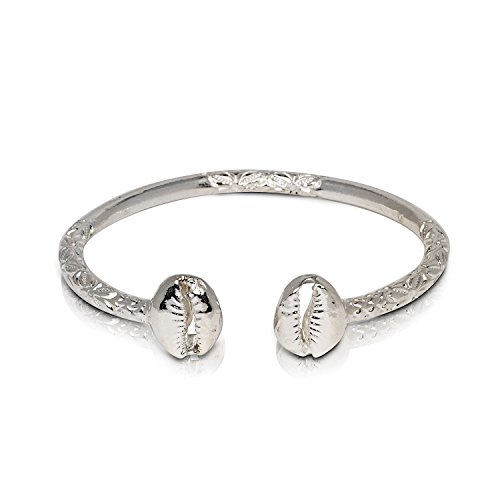 Solid .925 Sterling Silver Cowrie Shell Bangle, 1 piece