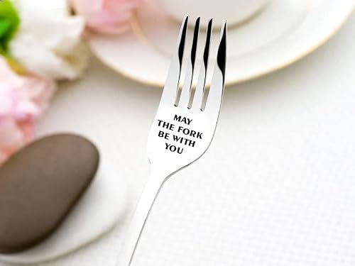 May The Fork Be With You Dinner Forks, Inspirational Funny Engraved Forks, Stainless Steel Table Forks, Gifts For Boyfriend, Girlfriend, Husband, Wife, Cute Wedding, Anniversary, Valentines Gifts #TOP4
