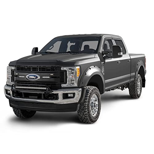 Bushwacker Pocket/Rivet Style Color-Matched Front & Rear Fender Flares | 4-Piece Set, Magnetic Grey Metallic, Smooth Finish | 20942-6A | Fits 2017-2022 Ford F-250, F-350 Super Duty