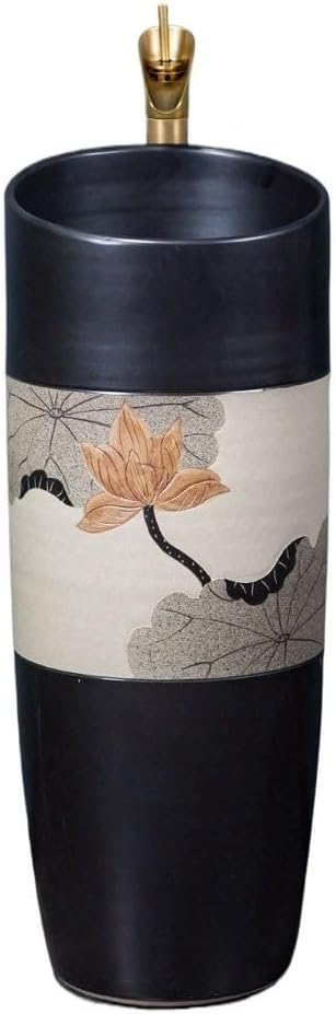 Pedestal Sinks Small Wash Basin Integrated Floor-Standing Column Outdoor Courtyard Balcony Pool Bathroom Sink(B) (B)