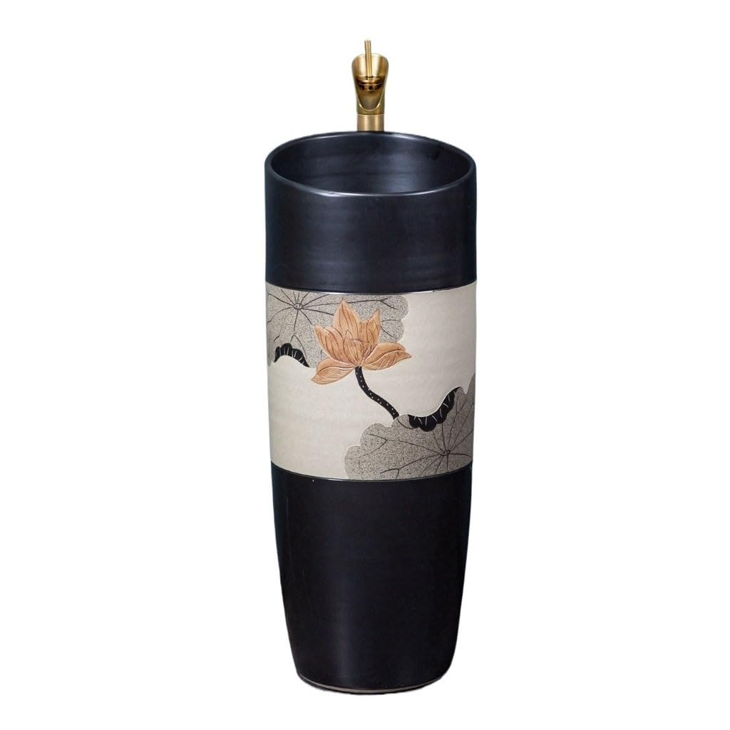 AYCDL Pedestal Sink Small Wash Basin Integrated Floor-Standing Column Wash Basin Outdoor Courtyard Column Basin Balcony Pool Bathroom Basin Bathroom Pedesta,A