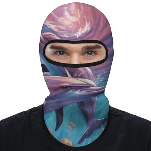 Balaclava para hombres, máscara para esquí y ciclismo con diseño de delfines, cubreboca y cuello para invierno miniatura 7