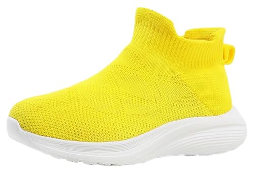 FUNCOS Kids Knit Sock Sneakers | Machine Washable Non-Slip Shoes for School & Tennis | Lightweight Walking Play Shoes for Little Kid/Big Kid