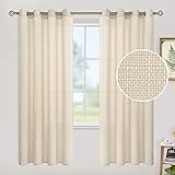 LAMIT Linen Curtains for Bedroom, Grommet Thick Linen Textured Privacy Drapes Light Filtering Window