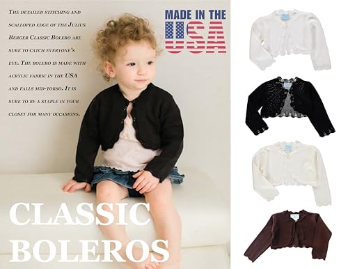 Julius Berger Baby Girl Classic Bolero Shrug Sweater – Crafted with Stunning Detail and Care, Made in USA2