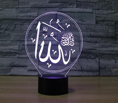Fxus 10047 3D Islamic Muhammad Allah Ramadan Night Light Powered Remote Control Touch Switch 7/16 Color Change Led Table Desk Lamp Home Decoration thumb #1