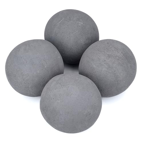 Stanbroil Ceramic Balls - 6" Round Fire Stones for Fire Pit Fire Bowl and Fireplace - Set of 4, Gray