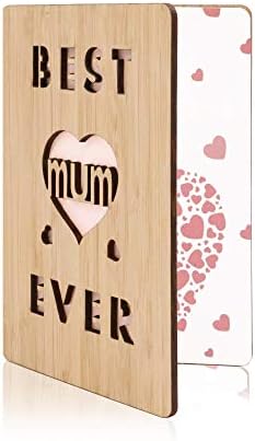 Mother's Day Card-Mum Birthday Card -Best Mum Ever Wooden Card for Mum - Gifts for Her