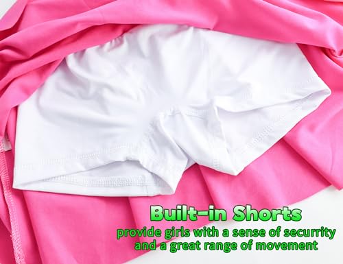 Image of Gnainach Girls Skorts High Waist Athletic Skirts with Shorts Stretchy Activewear for Teens Kids Performance Tennis
