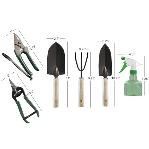 Set de jardín 8 piezas con bolsa de lona beige miniatura 6