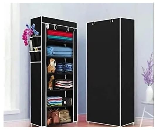 Image of Shoe Rack with Cover and Multiple Shelves for Efficient Space Saving Organization Black