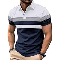 Comilaka Polo Hombre Manga Corta Rayas Camisa Color en Contraste