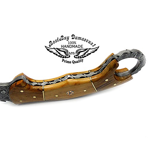 Hunting Knife Olive Wood 8.2'' Fixed Blade Custom Handmade Damascus Steel Hunting Knife With Sheath Fixed Blade Knives For Men Knife #TOP3