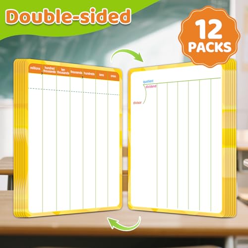 Laffunz 12 Packs Long Division & Multiplication Flash Cards: Math Manipulative Dry Erase Board, Math Games Chart for 2nd 3rd 4th Grade Classroom Must Haves, Homeschool Supplies Teacher Essentials — view 2