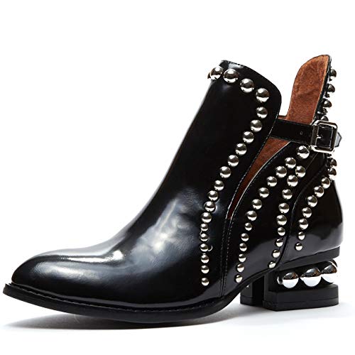 Jeffrey Campbell Womens Rylance Studded Black Box Silver Boot - 9 #TOP4