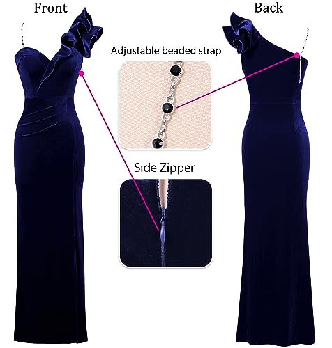 Image of VFSHOW Womens Ruffle One Shoulder Formal Prom Gala Maxi Dress Evening Gown