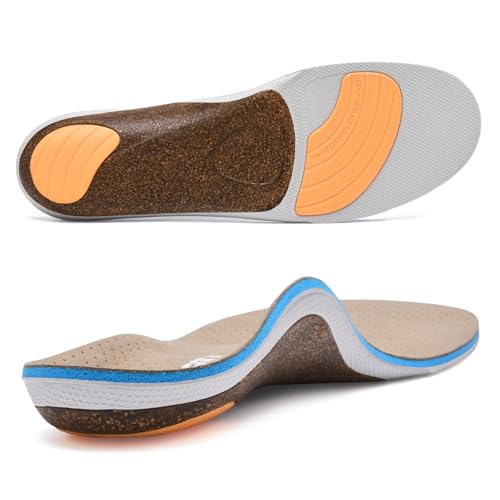 VALSOLE Cork Support Insoles for Men Women,Plantar Fasciitis Arch Support Orthotics Inserts,Relieve Flat Feet,Metatarsalgia,Foot Pain,Standing All Day Boot Work Insole(Beige,Men 7-7.5,Women 9-9.5)