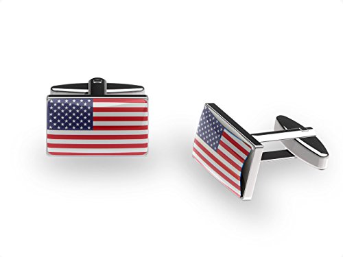 Cuffs 'N' Collars American estrellas Gemelos (Estados Unidos de América Bandera Gemelos con caja de regalo)