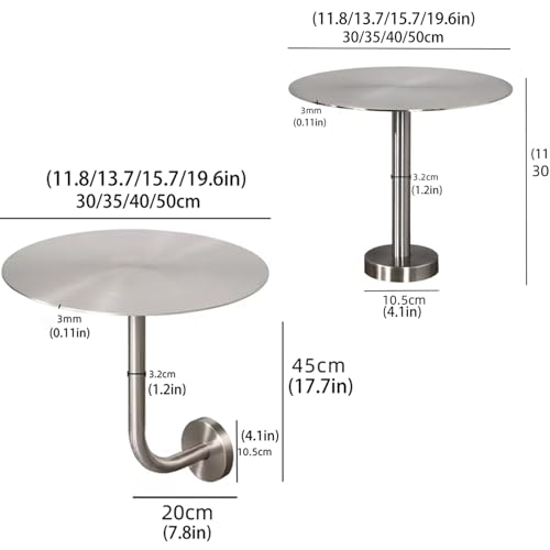 Miniatura 3 de Mesa Plegable Pequeña Y Redonda De Acero Inoxidable Para Montar En La Pared, Escritorio Flotante, Mesa De Bar Redonda Moderna Que Ahorra Espacio Para Cafetería, Interior Y Exterior L-Type,30cm 11.8in