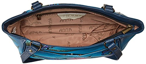 Anna By Anuschka Womens Genuineleathersmall Tote Hand-Painted Original Artwork Shoulder Handbag, Denim Paisley Floral, One Size Us #TOP4