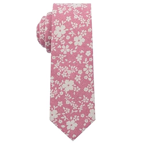 Image of Mantieqingway Men's Cotton Floral Neck Tie 2.56'' Printed Skinny Tie