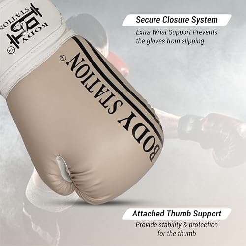 Image of Boxing Gloves - Faux Leather Training Gloves with Hook and Loop Velcro Closure for Long-Lasting Strength and Durability