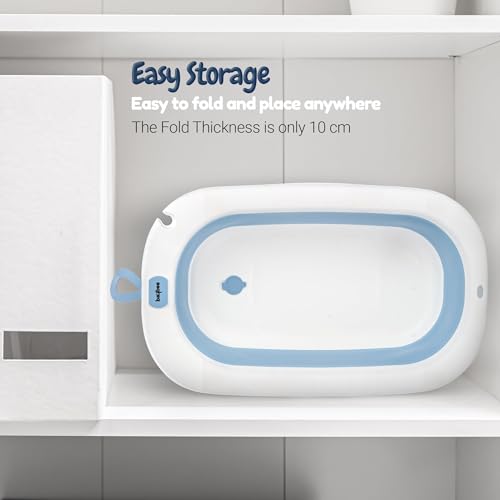 Image of Baybee Jolly Bath Tub for Baby 0 to 5 Years | Foldable Baby Bath Tub for Kids with Anti Skid Base & Drainer | Mini Swimming Pool for Babies | Bather & Bathtub for Newborn Boys Girls (Blue)