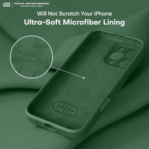 Image of LOVE 3000 Designed for iPhone 16 Pro Max Case, Premium Silicone with [Soft Anti-Scratch Microfiber Lining] Shockproof Protective Phone Case for Men Women Girls 6.9 inch, Green
