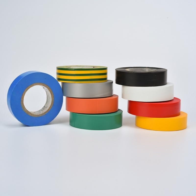 1PC Flame-Retardant Electrical Tape 600V/2000V - 0.13mm Self-Fusing PVC Insulation for Wiring/Circuit, No Chemical Hazard Tape (18mm Width, Yellow/Red/Green/White/Black)​, White, 20M