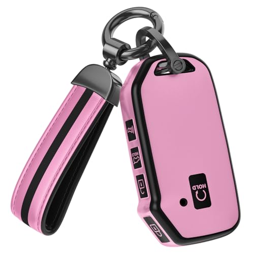 Image of for Kia Key Fob Cover Accessories,Matte TPU Material, with a Cute Leather Keychain,for Telluride,Carnival,K5 gt line,K5,Forte,K4,Sorento, Sportage and Other Models. (Iceberry Powder, Model-2)