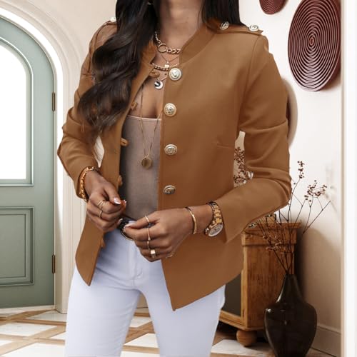 Womens Casual Plus Size Blazer 2024 Fall Winter Long Sleeve Open Front Work Blazer Buttons Cropped Blazers Jackets2