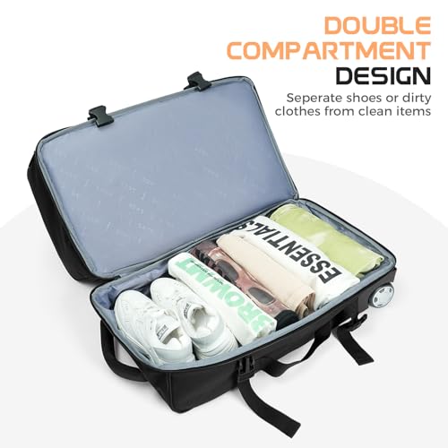 Rolling Duffle Bag with Wheels, Large Travel Duffel Bag with Shoe Compartment, Water Resistant Rolling Wheeled Luggage for Men Women Weekender Overnight Trip4