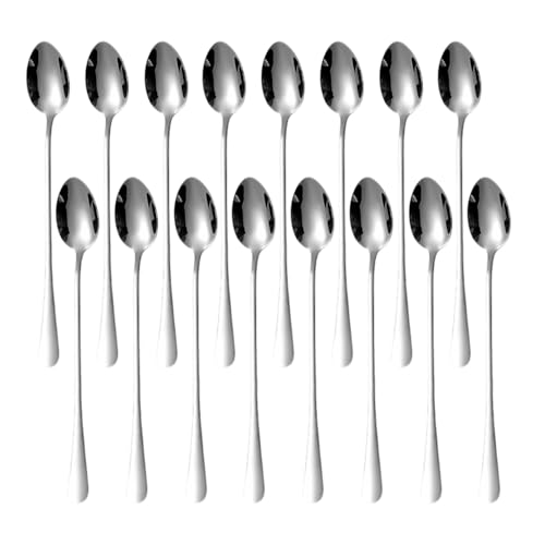 16 Stück Latte Macchiato Löffel Set, Edelstahl Eislöffel 19.6 cm Lange Teelöffel Lange Löffel Cocktail Stiel Dessertlöffel Longdrinklöffel...